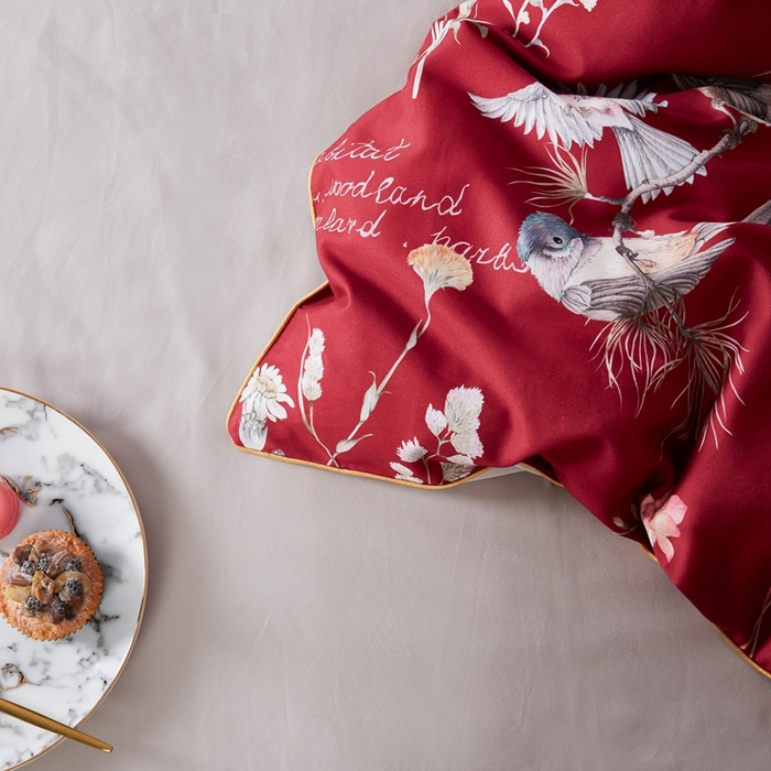 91家纺网 家纺一手货源 找家纺 优然居家纺 2025新款60支数码印花麻绳款四件套 红妆