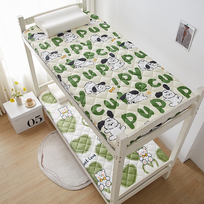 91家纺网 家纺一手货源 找家纺 暖季家纺 2025新款磨毛印花亲肤学生床垫 快乐萌犬