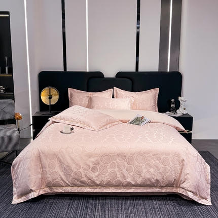 世爵 2025新款水洗天丝提花锦缎四件套 香蜜粉