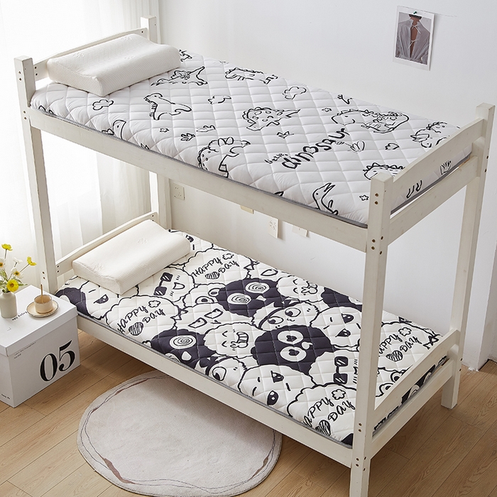 91家纺网 家纺一手货源 找家纺 暖季家纺 2025新款磨毛印花亲肤学生床垫 素描恐龙