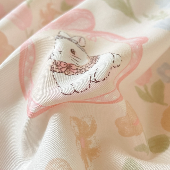 91家纺网 家纺一手货源 找家纺 吉象家纺 2025新款12868高支密全棉印花学生季三件套 奶萌兔