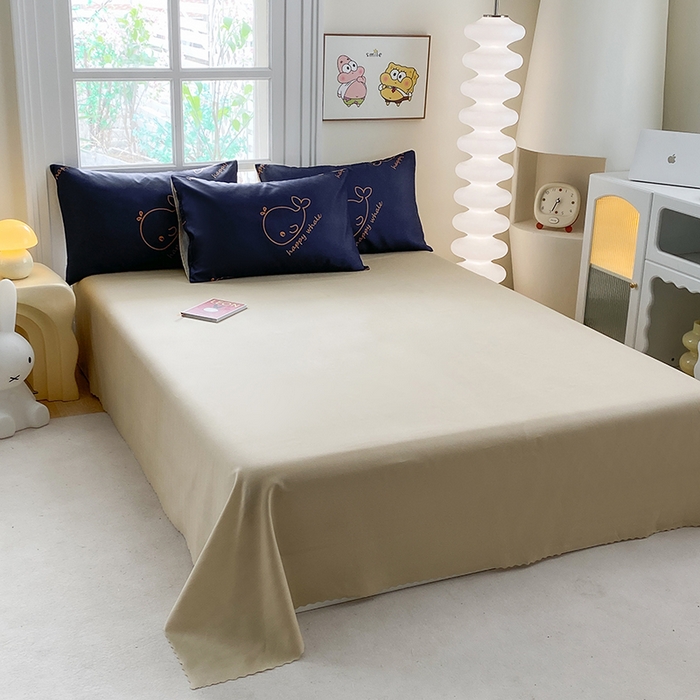 91家纺网 家纺一手货源 找家纺 友承家纺 2025新款芦荟棉亲肤四件套 蓝鲸