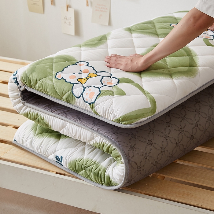 91家纺网 家纺一手货源 找家纺 暖季家纺 2025新款磨毛印花亲肤学生床垫 绿心熊