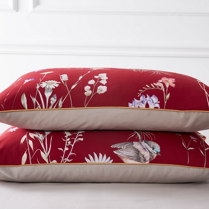 91家纺网 家纺一手货源 找家纺 优然居家纺 2025新款60支数码印花麻绳款四件套 红妆