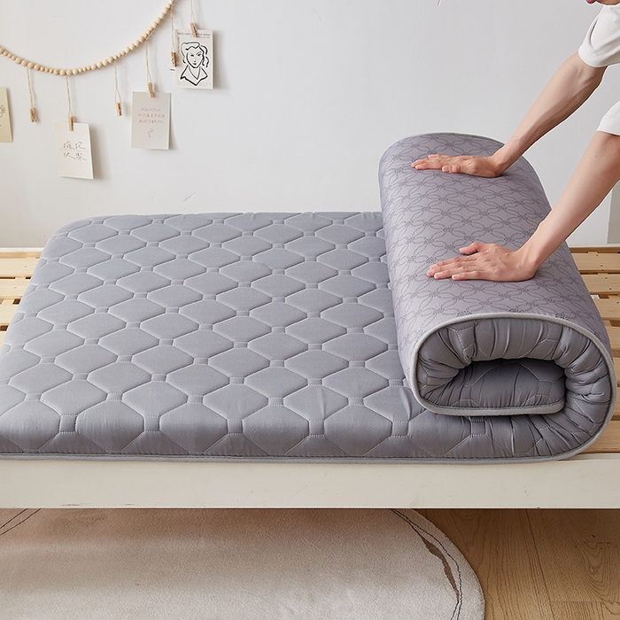 91家纺网 家纺一手货源 找家纺 暖季家纺 2025新款磨毛印花亲肤学生床垫 高级灰