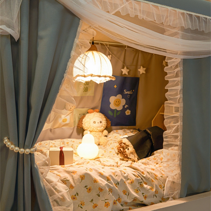 91家纺网 家纺一手货源 找家纺 （总）飞轮海蚊帐 2025新款雪尼尔花边款遮光学生蚊帐-XF-2