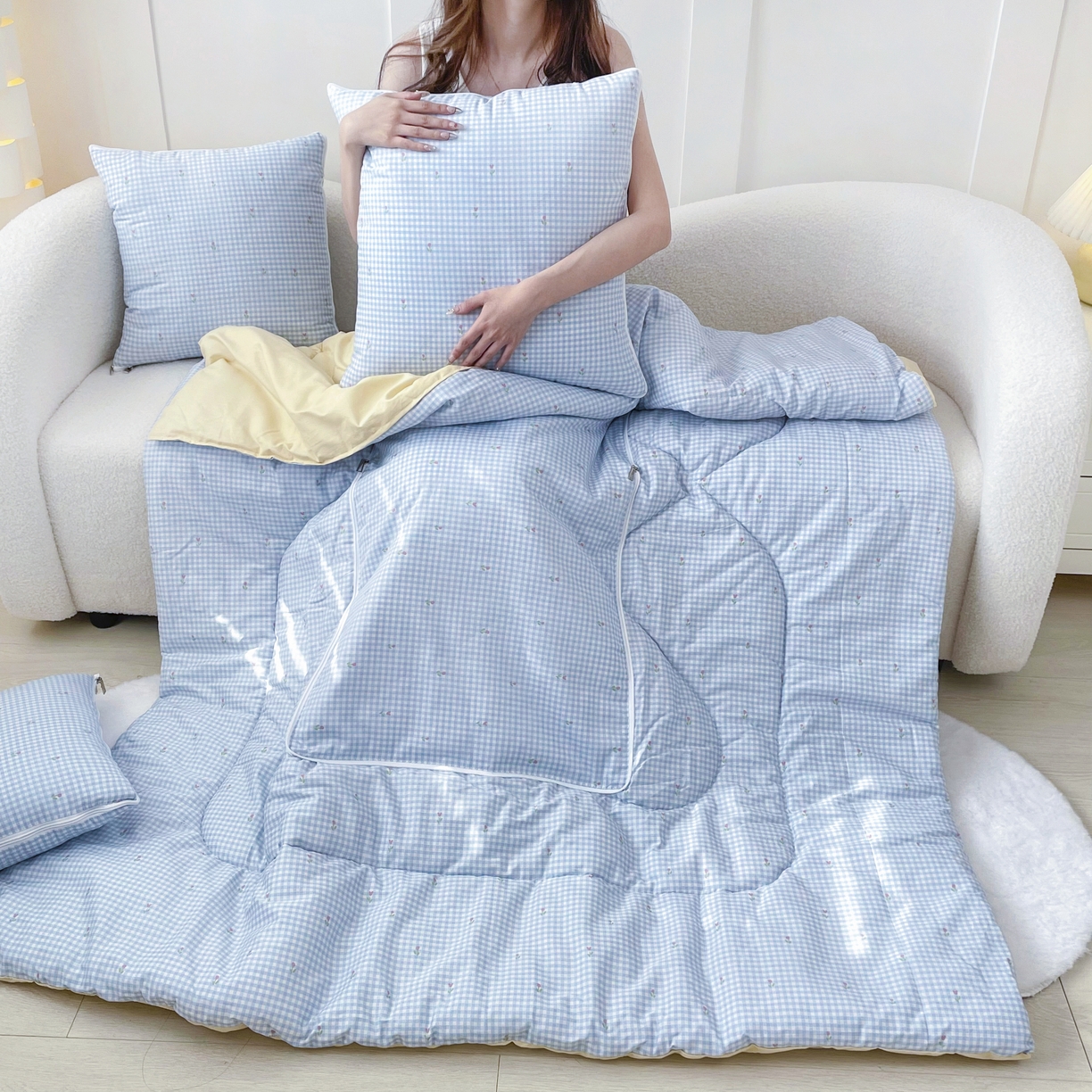 91家纺网 家纺一手货源 找家纺 （总）番茄+ 2025新款13370全棉印花卡通抱枕被