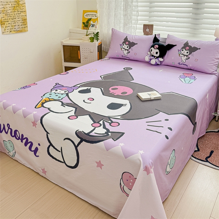 91家纺网 家纺一手货源 找家纺 （总）名兮家居 2024新款三丽鸥133*72大版全棉数码印花床单 【含防伪标】