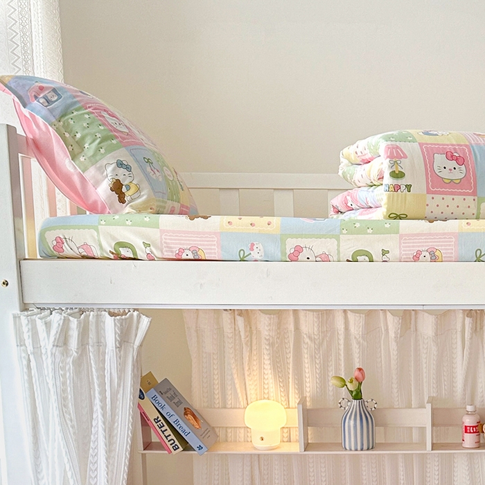 91家纺网 家纺一手货源 找家纺 拾物记 2025新款A类棉学生床笠第二批 甜心猫咪