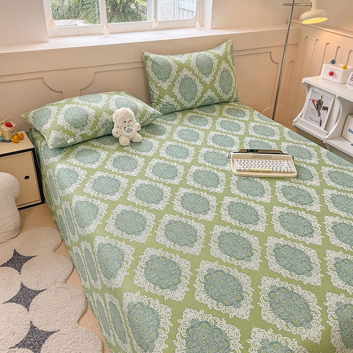 91家纺网 家纺一手货源 找家纺 爱彼家纺  2025新款锦柔老粗布席子凉席床单热卖花型 欧式灰