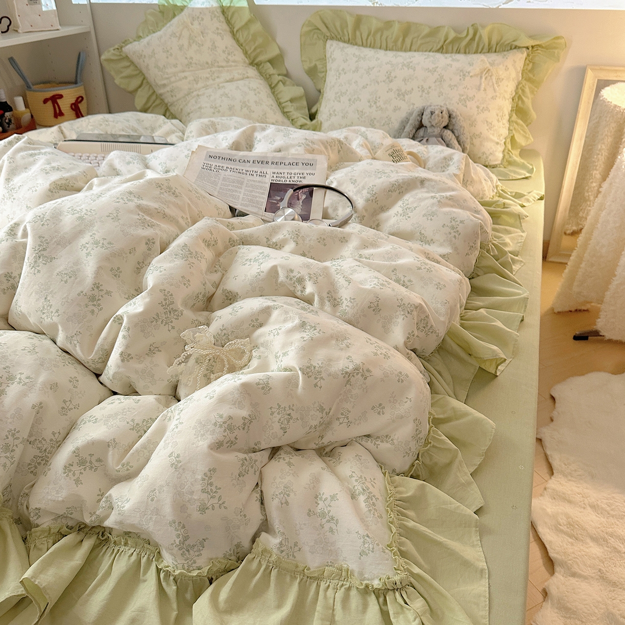 91家纺网 家纺一手货源 找家纺 （总）瑞莱 2025新款纯棉全棉印花13372 甜美风四件套