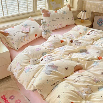多品家纺 2025新款超柔双层纱水洗棉单被套 快乐玩伴