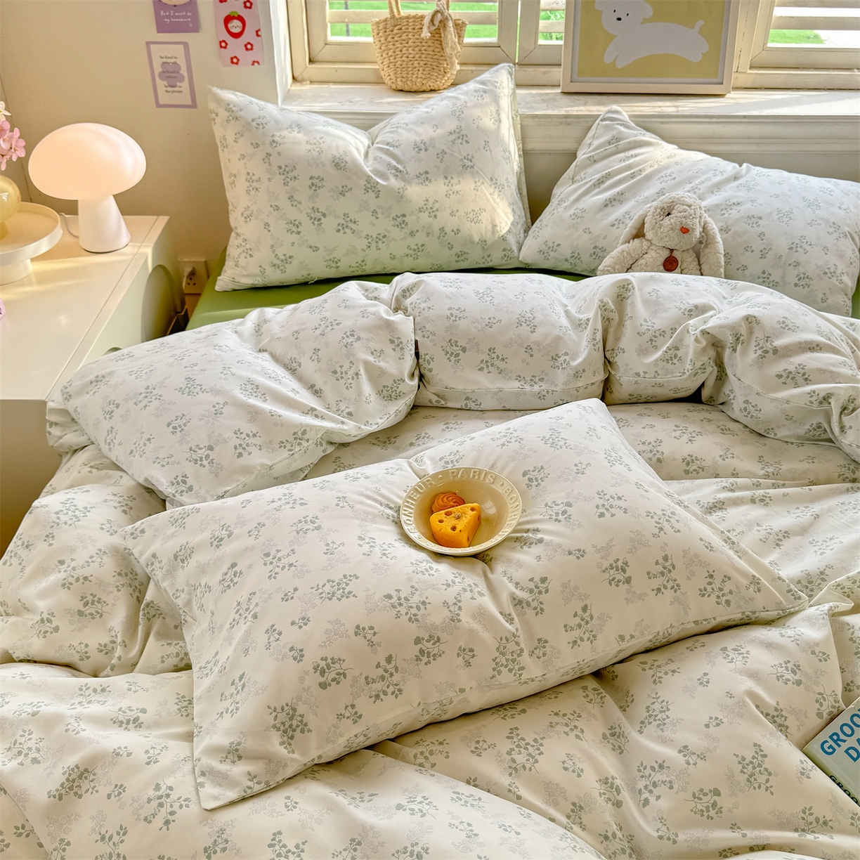 91家纺网 家纺一手货源 找家纺 多品家纺 2025新款超柔双层纱水洗棉单被套 翠微