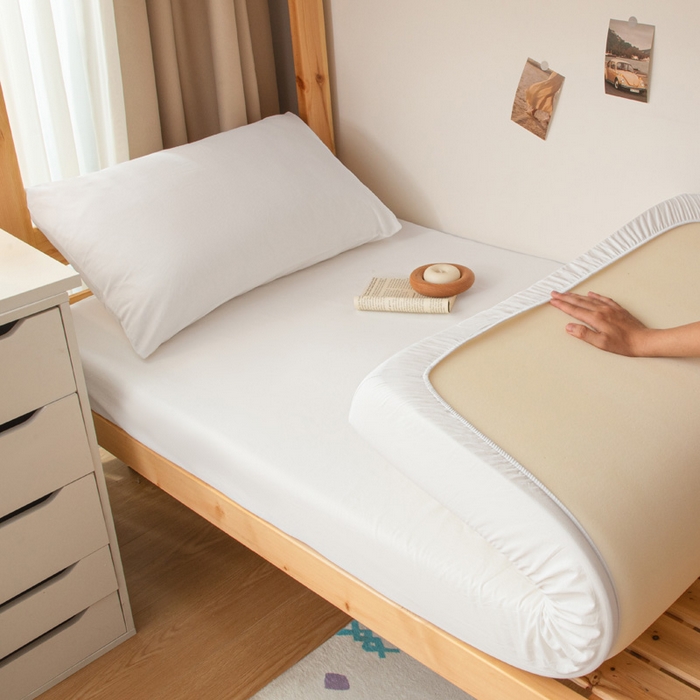 寐眠 2025新款全棉纯棉水洗棉单床笠学生款床笠单件 本白