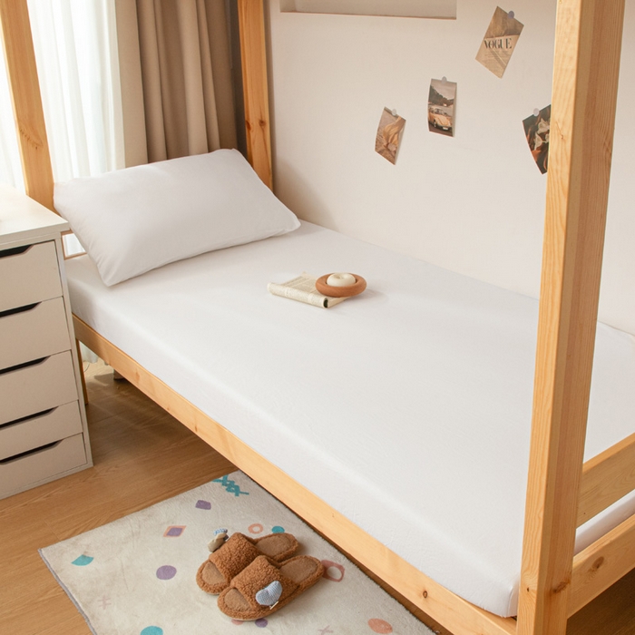 91家纺网 家纺一手货源 找家纺 寐眠 2025新款全棉纯棉水洗棉单床笠学生款床笠单件 本白