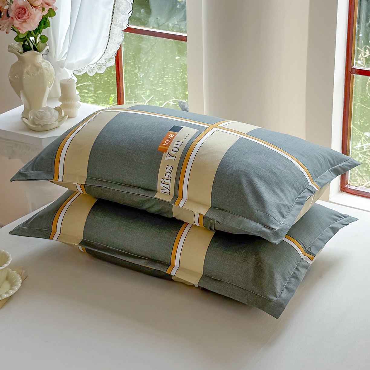 91家纺网 家纺一手货源 找家纺 亿佳人 芦荟棉枕套磨毛化纤枕套48*74cm 城市优格