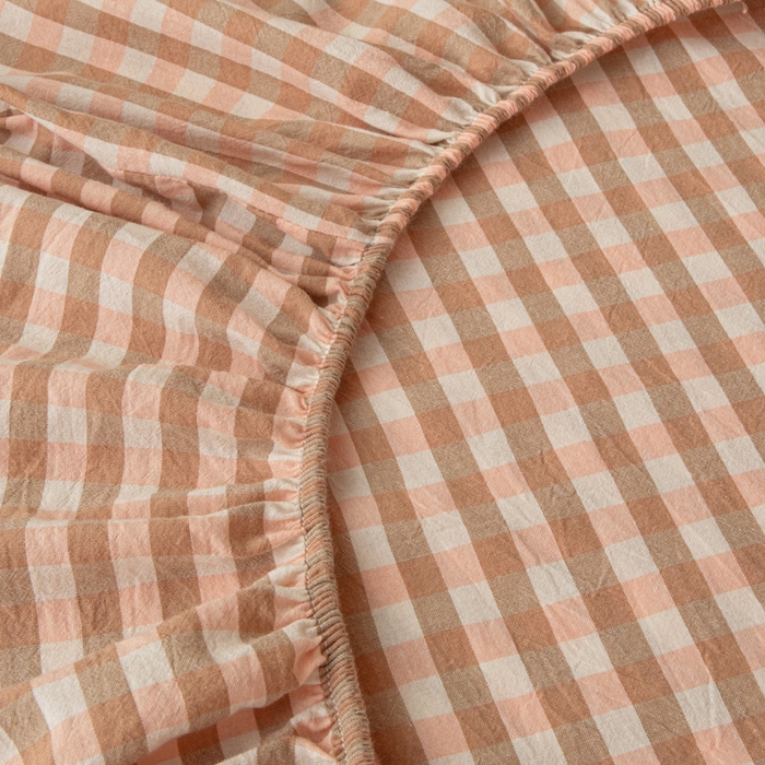 91家纺网 家纺一手货源 找家纺 寐眠 2025新款全棉纯棉水洗棉单床笠学生款床笠单件 粉小格