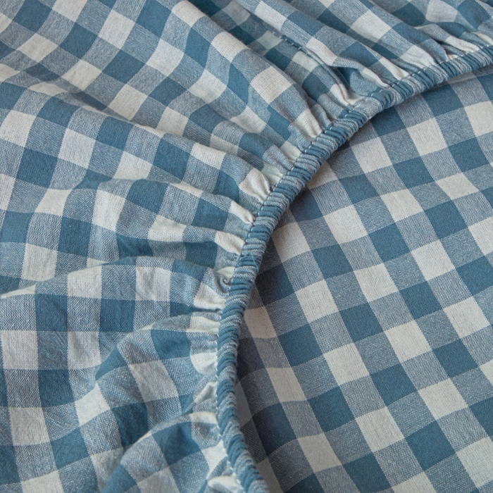 91家纺网 家纺一手货源 找家纺 寐眠 2025新款全棉纯棉水洗棉单床笠学生款床笠单件 蓝小格