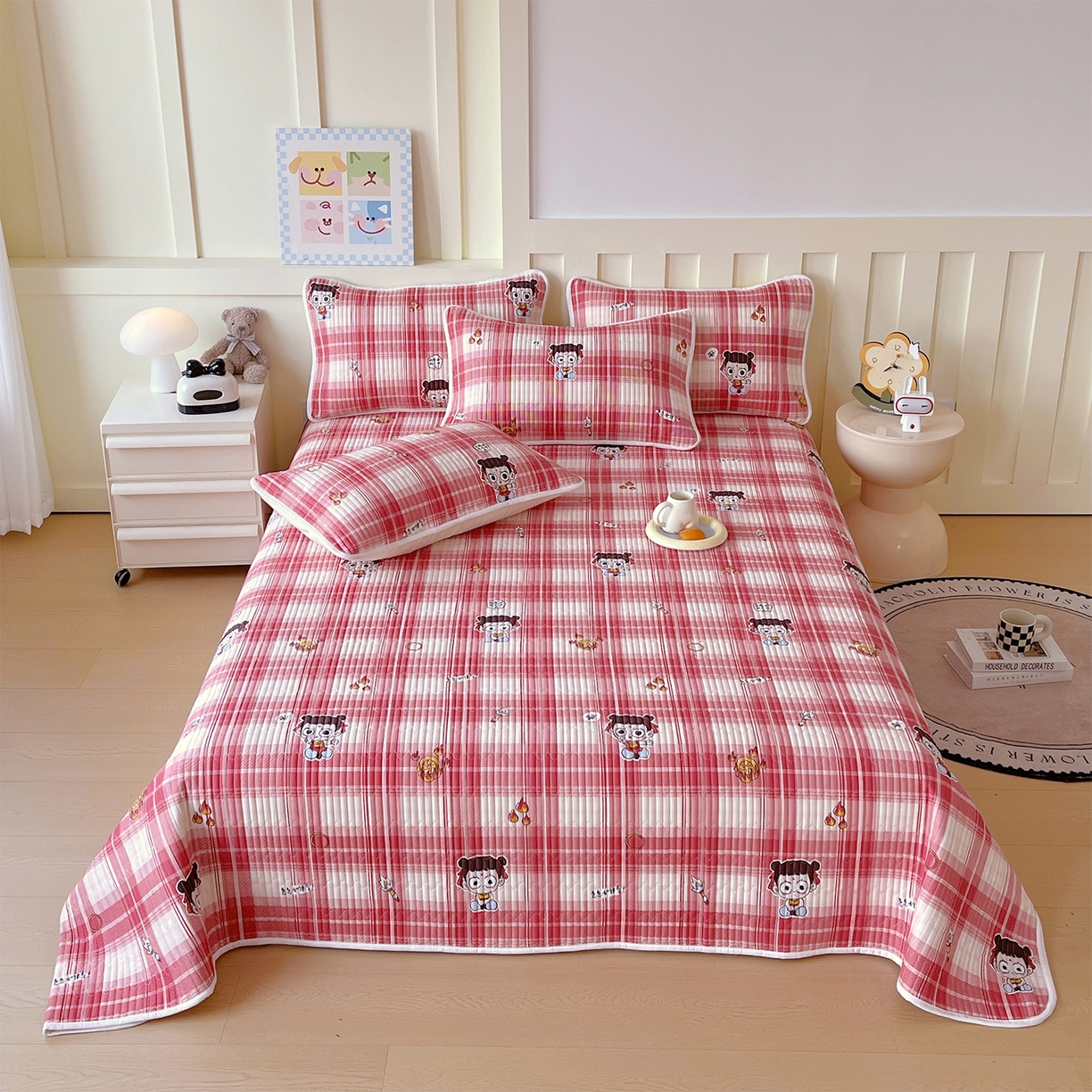 91家纺网 家纺一手货源 找家纺 （总）金鑫汇家纺2025新款A类全棉绗缝夹棉印花床盖