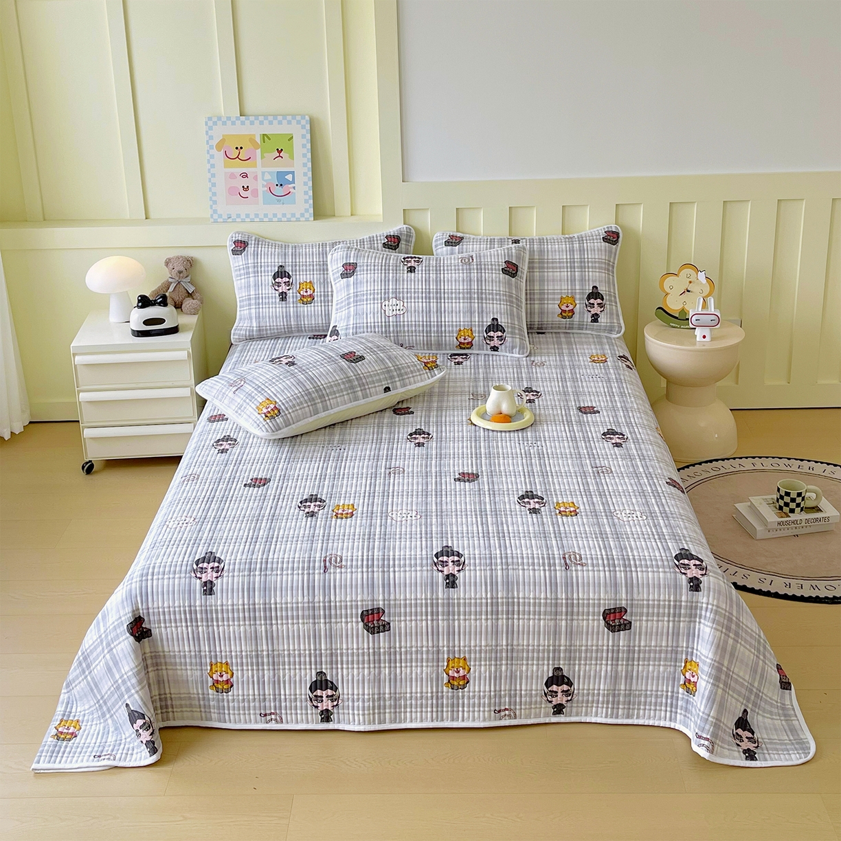 91家纺网 家纺一手货源 找家纺 （总）金鑫汇家纺2025新款A类全棉绗缝夹棉印花床盖