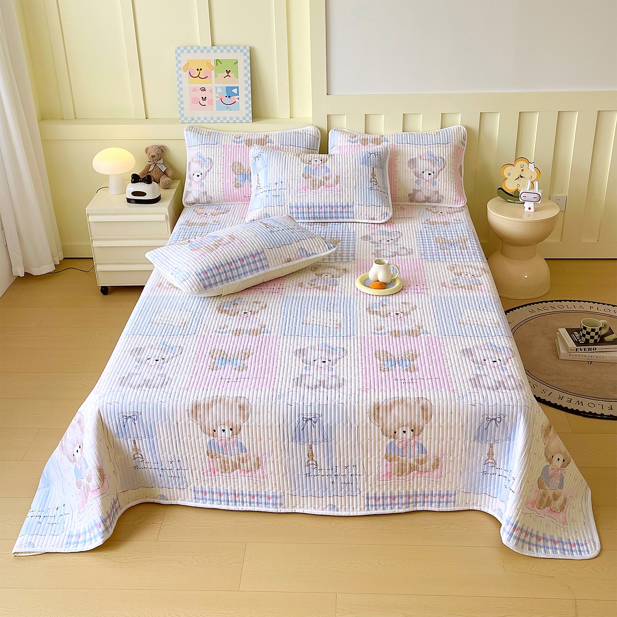 91家纺网 家纺一手货源 找家纺 （总）金鑫汇家纺2025新款A类全棉绗缝夹棉印花床盖