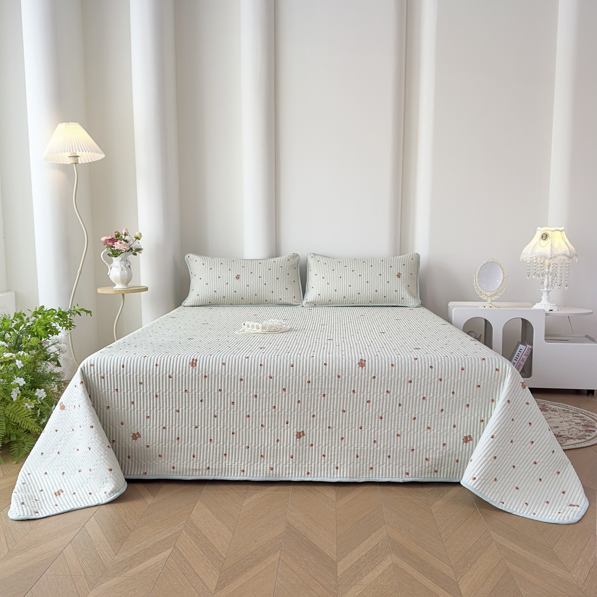 91家纺网 家纺一手货源 找家纺 （总）橘夏家纺 2025新款莱赛尔天丝轻奢风多功能床盖三件套软凉席盖毯 