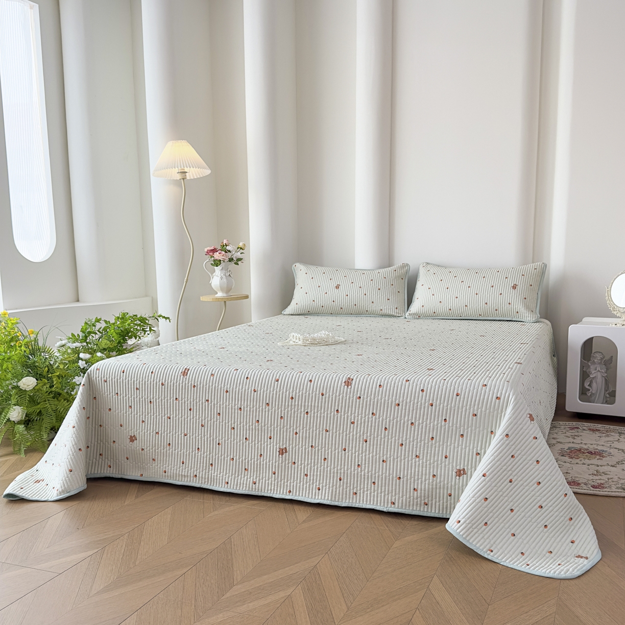 91家纺网 家纺一手货源 找家纺 （总）橘夏家纺 2025新款莱赛尔天丝轻奢风多功能床盖三件套软凉席盖毯 