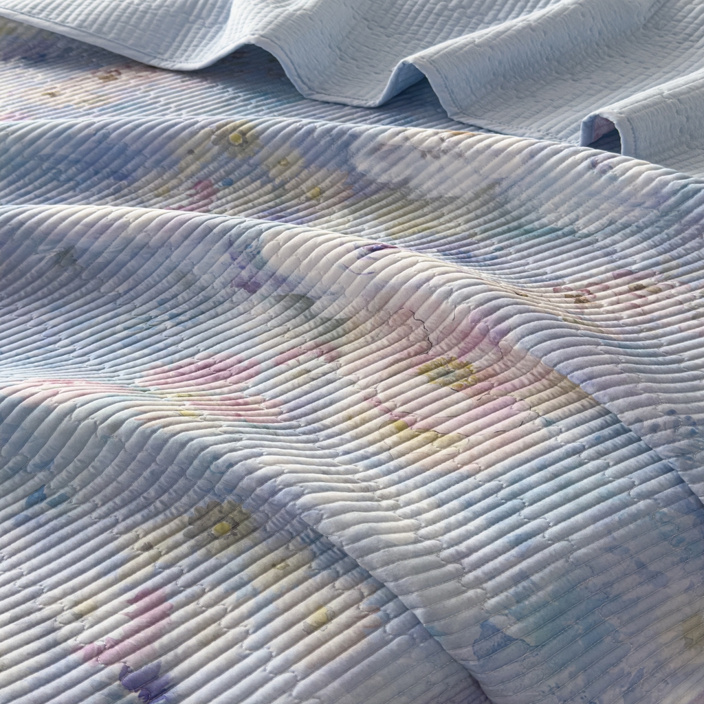 91家纺网 家纺一手货源 找家纺 橘夏家纺 2025新款莱赛尔天丝轻奢风多功能床盖三件套软凉席盖毯  朝花夕拾