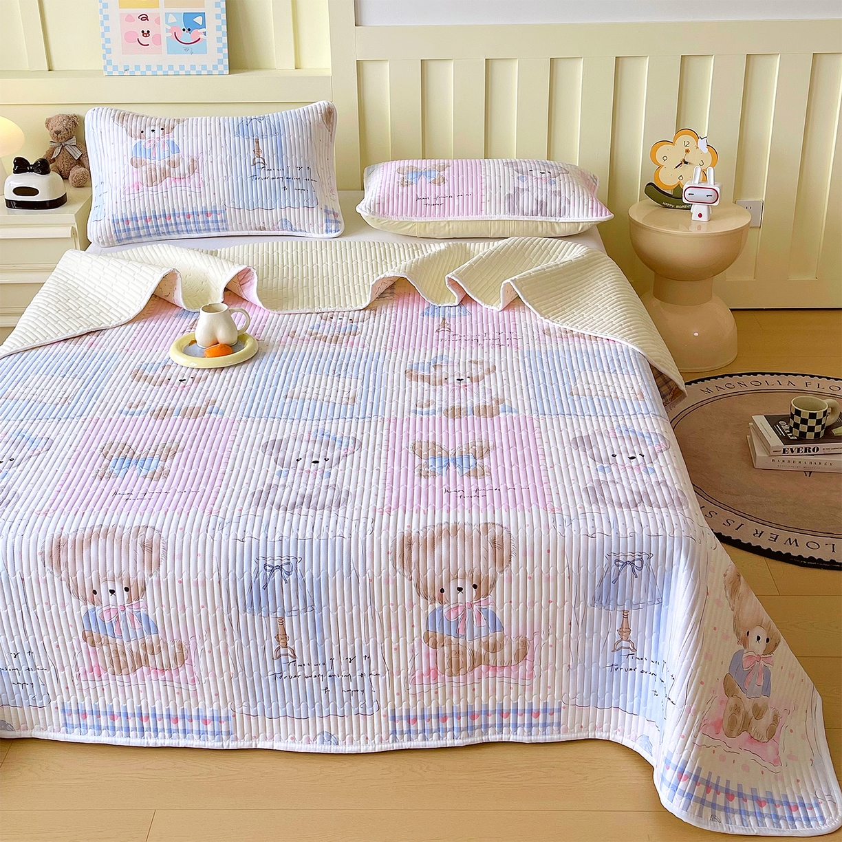 91家纺网 家纺一手货源 找家纺 （总）金鑫汇家纺2025新款A类全棉绗缝夹棉印花床盖