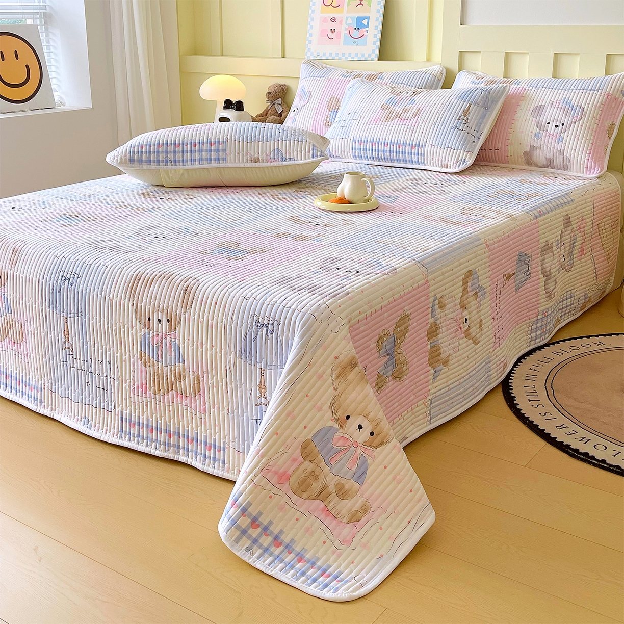 91家纺网 家纺一手货源 找家纺 （总）金鑫汇家纺2025新款A类全棉绗缝夹棉印花床盖