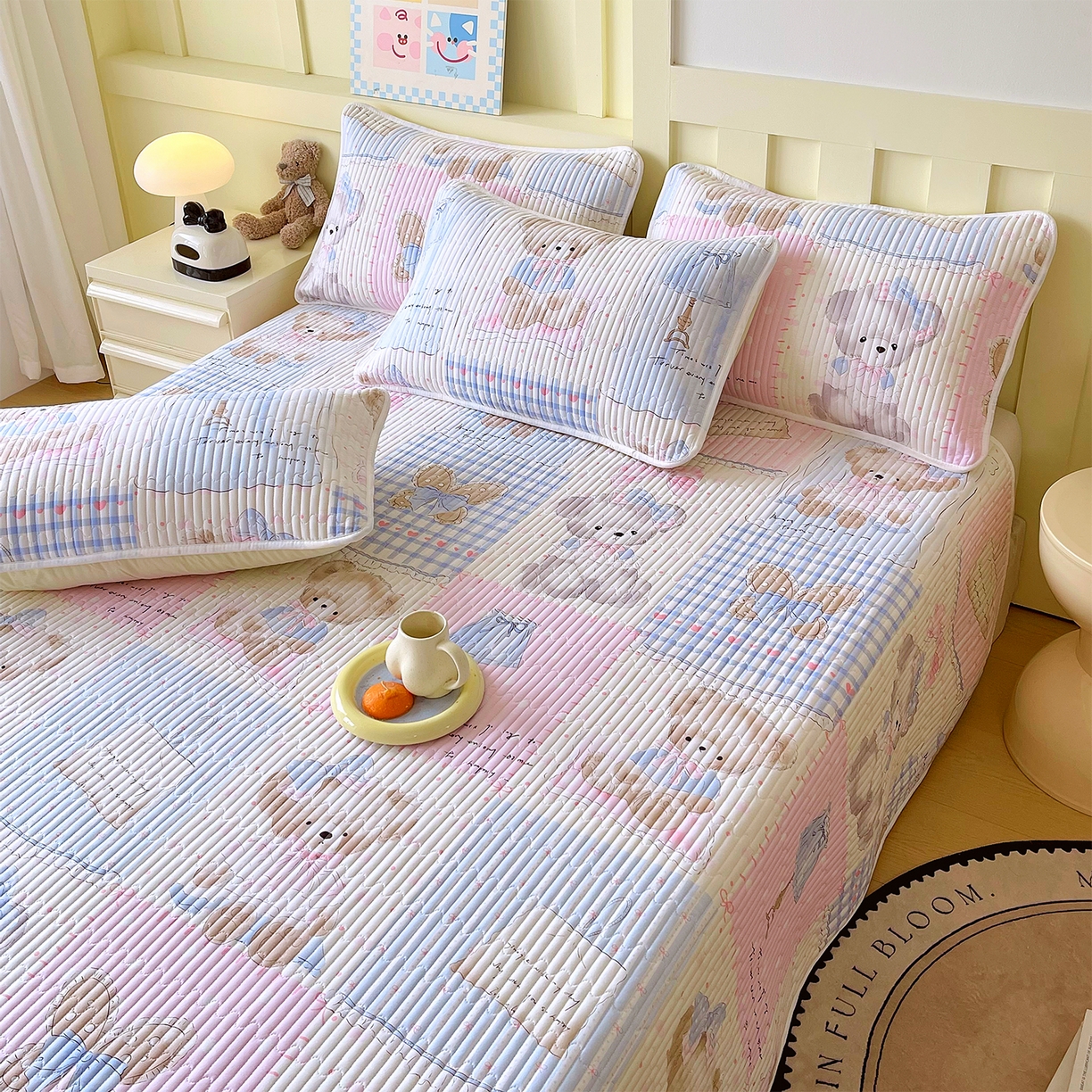 91家纺网 家纺一手货源 找家纺 （总）金鑫汇家纺2025新款A类全棉绗缝夹棉印花床盖