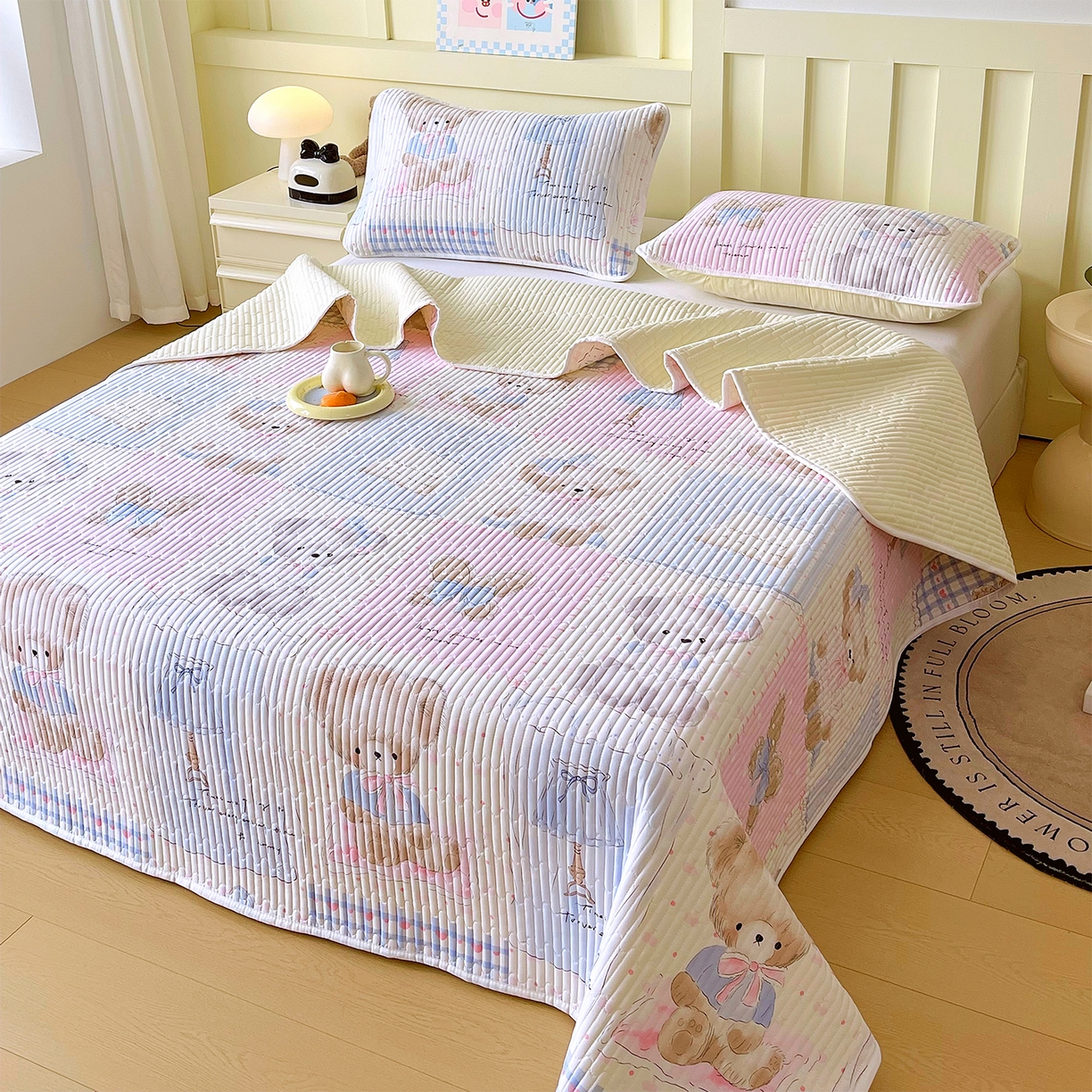 91家纺网 家纺一手货源 找家纺 （总）金鑫汇家纺2025新款A类全棉绗缝夹棉印花床盖