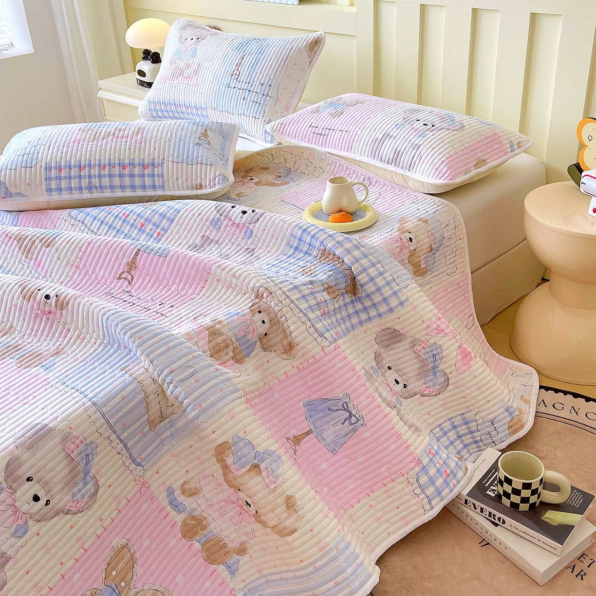 91家纺网 家纺一手货源 找家纺 （总）金鑫汇家纺2025新款A类全棉绗缝夹棉印花床盖