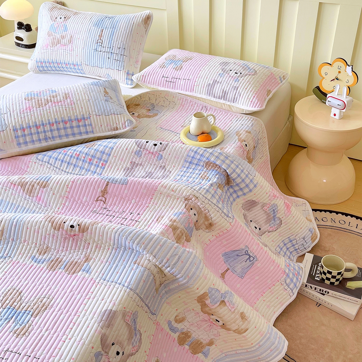 91家纺网 家纺一手货源 找家纺 （总）金鑫汇家纺2025新款A类全棉绗缝夹棉印花床盖