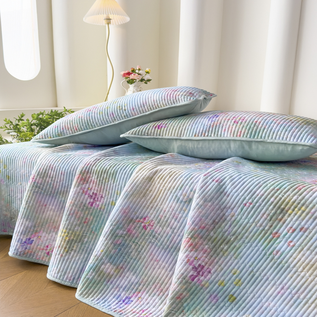 91家纺网 家纺一手货源 找家纺 橘夏家纺 2025新款莱赛尔天丝轻奢风多功能床盖三件套软凉席盖毯  米拉之家