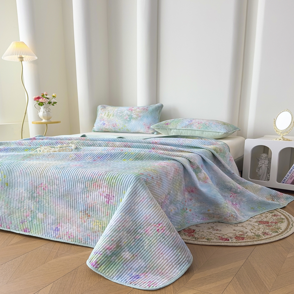 91家纺网 家纺一手货源 找家纺 橘夏家纺 2025新款莱赛尔天丝轻奢风多功能床盖三件套软凉席盖毯  米拉之家