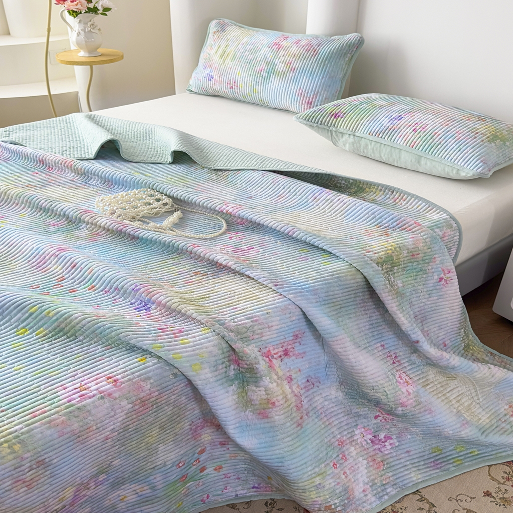 91家纺网 家纺一手货源 找家纺 橘夏家纺 2025新款莱赛尔天丝轻奢风多功能床盖三件套软凉席盖毯  米拉之家