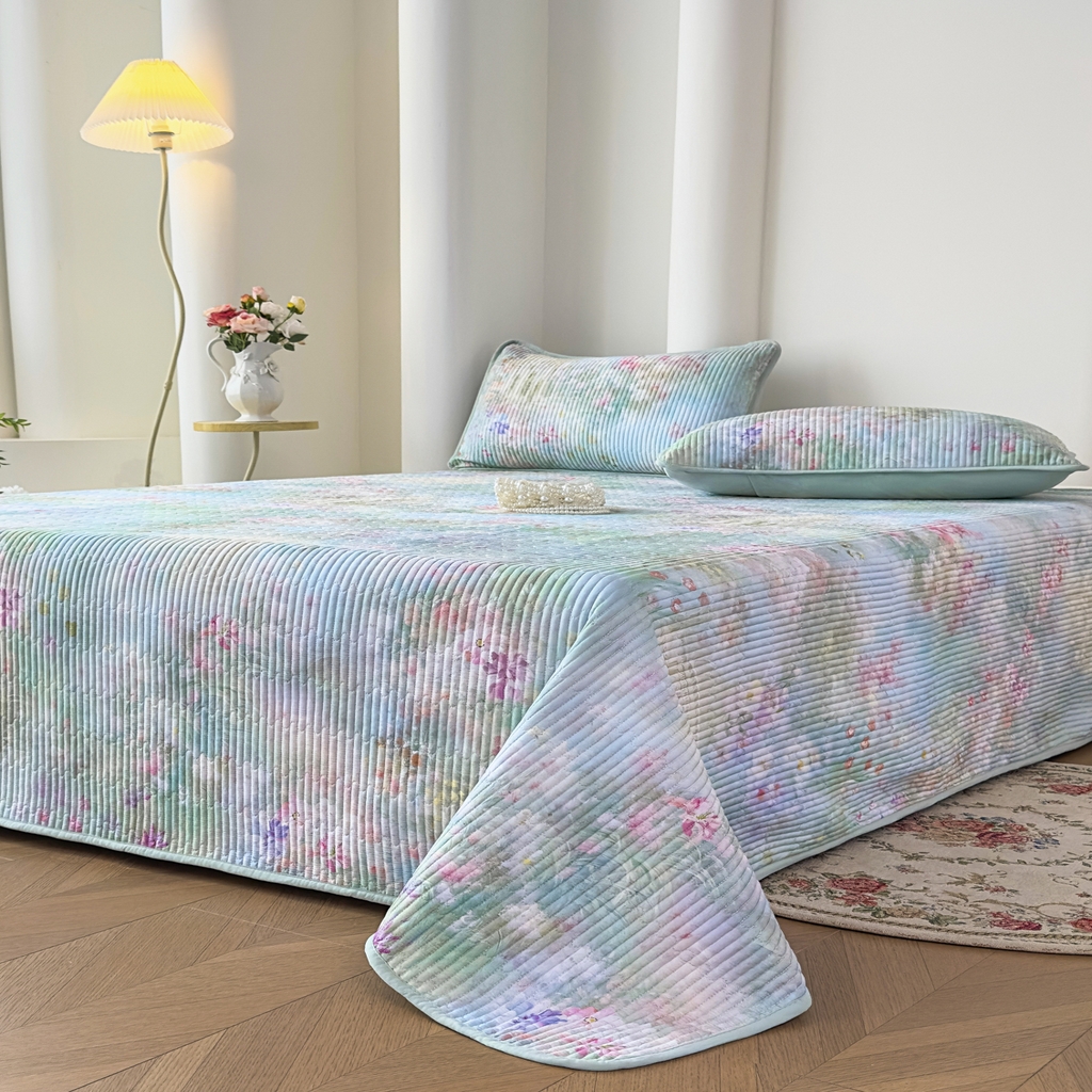 91家纺网 家纺一手货源 找家纺 橘夏家纺 2025新款莱赛尔天丝轻奢风多功能床盖三件套软凉席盖毯  米拉之家