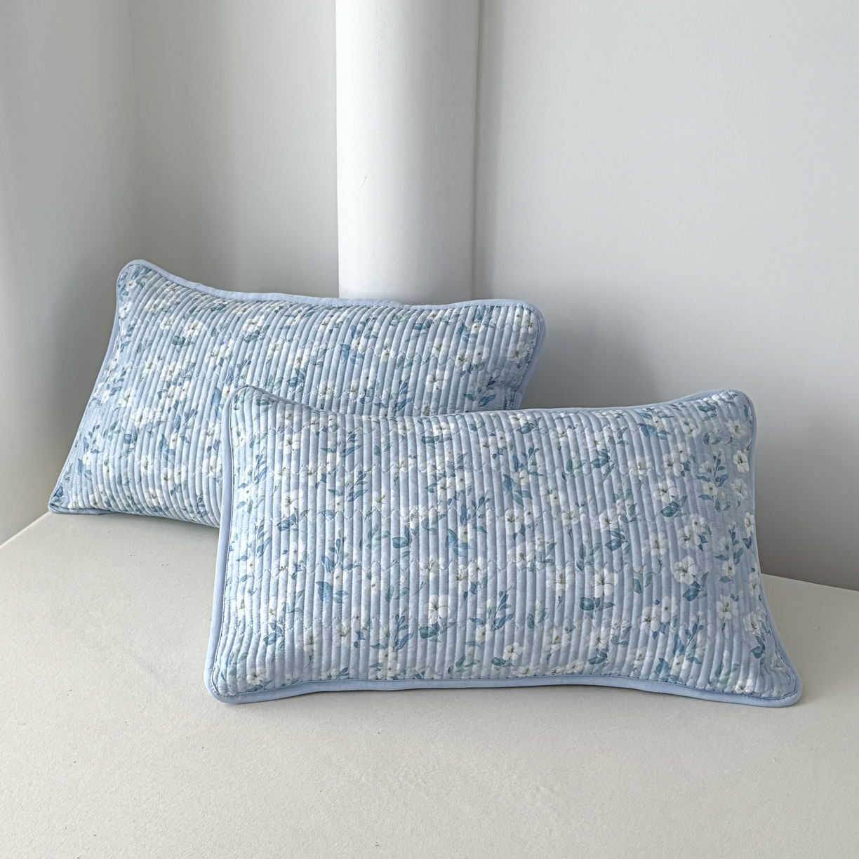 91家纺网 家纺一手货源 找家纺 橘夏家纺 2025新款莱赛尔天丝轻奢风多功能床盖三件套软凉席盖毯  清雅-兰