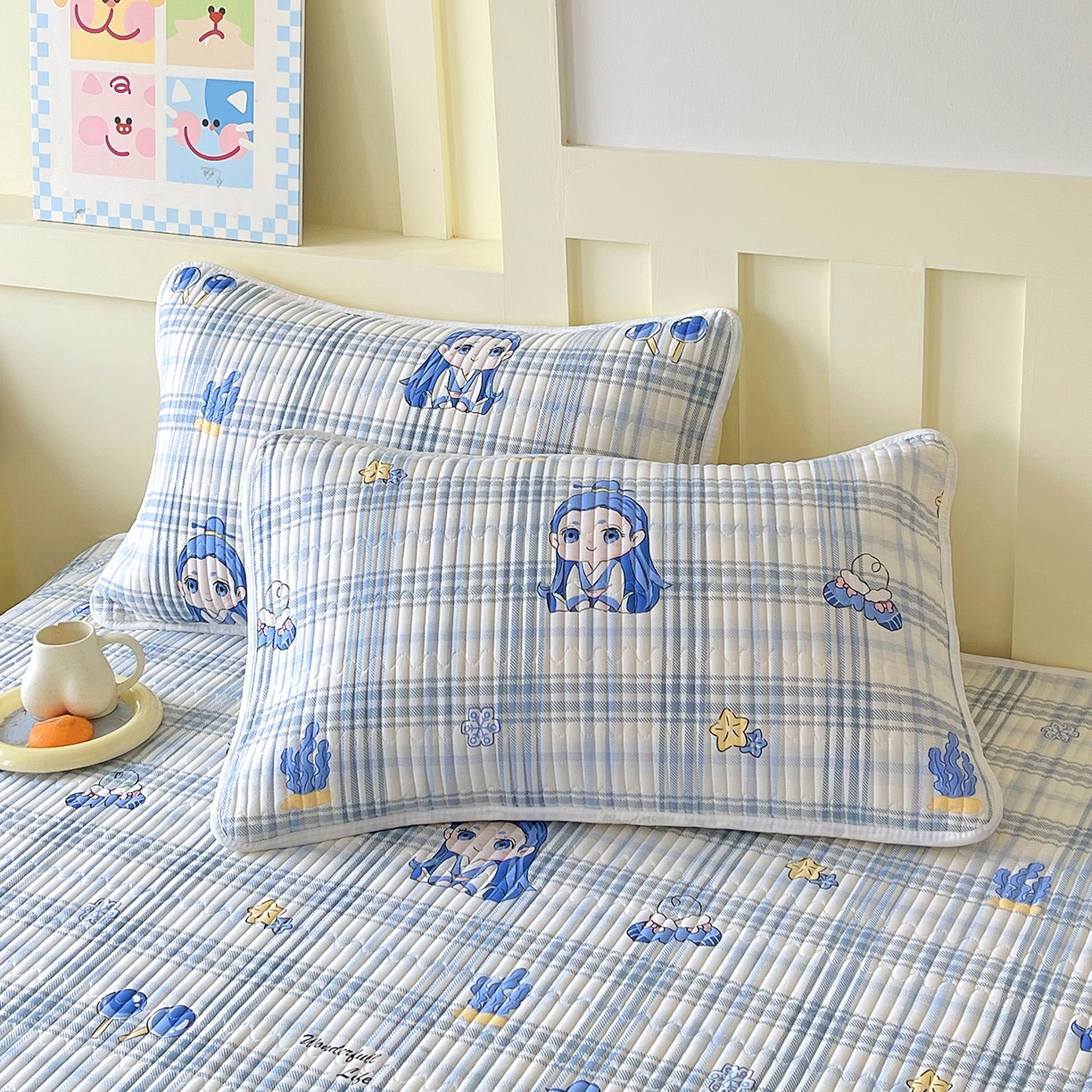 91家纺网 家纺一手货源 找家纺 金鑫汇家纺2025新款A类全棉绗缝夹棉印花床盖 谦逊敖丙