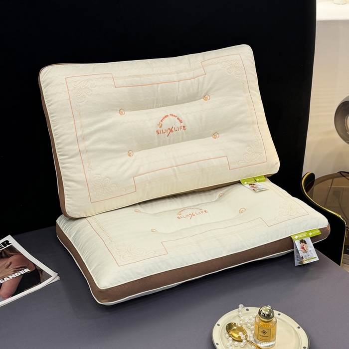 91家纺网 家纺一手货源 找家纺 晚儿 2025新款亲肤舒适慢生活牵引枕枕头枕芯 慢生活-米白 48x74cm/只