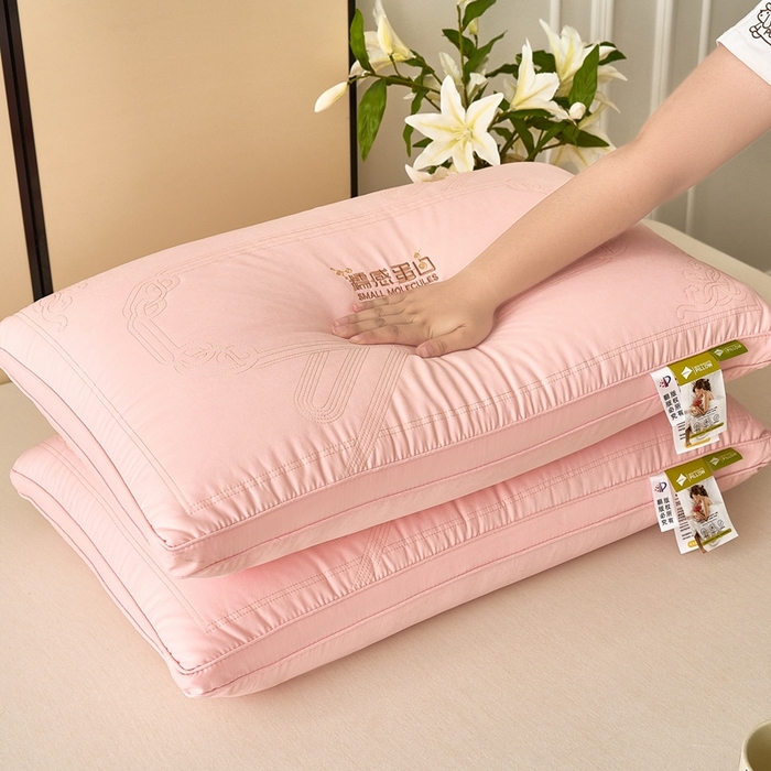 91家纺网 家纺一手货源 找家纺 晚儿 2025新款亲肤舒适糯感蛋白深睡枕枕头枕芯 糯感枕芯-粉 48x74cm/对