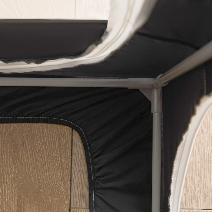 91家纺网 家纺一手货源 找家纺 梓瑄家居 2025新款100%物理强遮光纳米技术静电植绒环保透气床帘加密纱学生蚊帐透气面料 小狗多乐