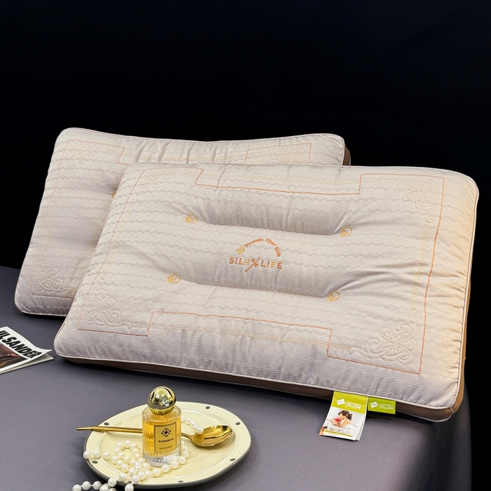 晚儿 2025新款亲肤舒适慢生活牵引枕枕头枕芯 慢生活-灰 48x74cm/对