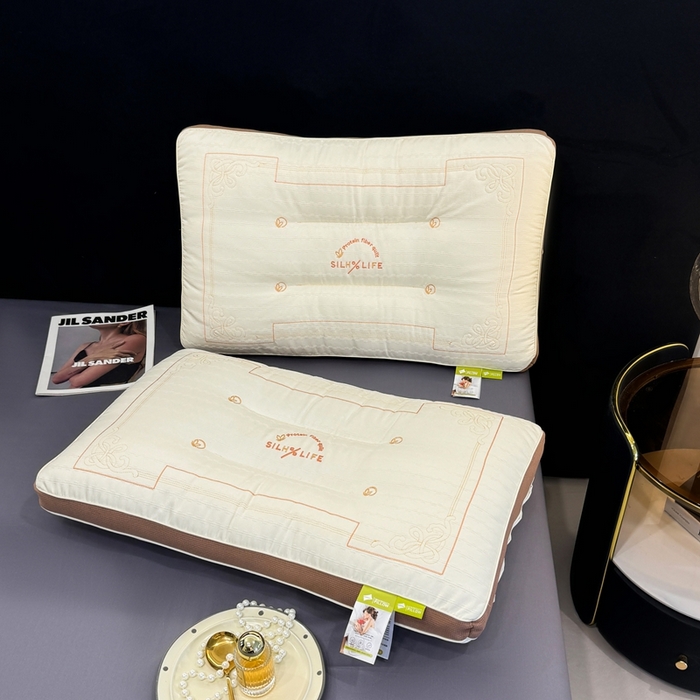 91家纺网 家纺一手货源 找家纺 晚儿 2025新款亲肤舒适慢生活牵引枕枕头枕芯 慢生活-米白 48x74cm/对