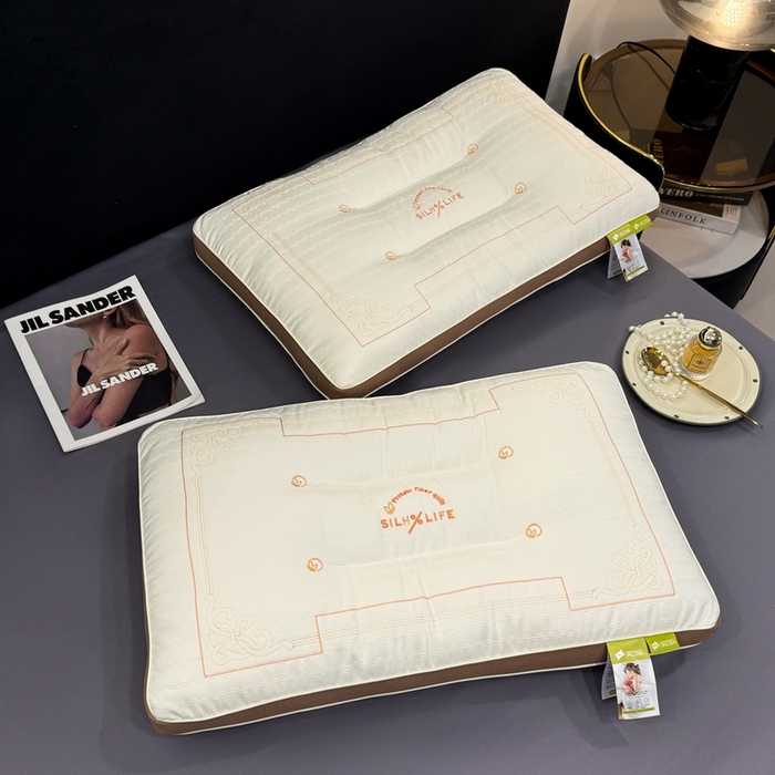 91家纺网 家纺一手货源 找家纺 晚儿 2025新款亲肤舒适慢生活牵引枕枕头枕芯 慢生活-米白 48x74cm/对