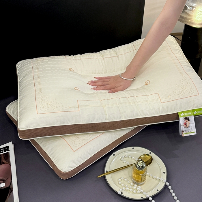 91家纺网 家纺一手货源 找家纺 晚儿 2025新款亲肤舒适慢生活牵引枕枕头枕芯 慢生活-米白 48x74cm/对