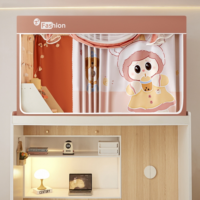 91家纺网 家纺一手货源 找家纺 梓瑄家居 2025新款100%物理强遮光纳米技术静电植绒环保透气床帘加密纱学生蚊帐透气面料 奶嘴布布