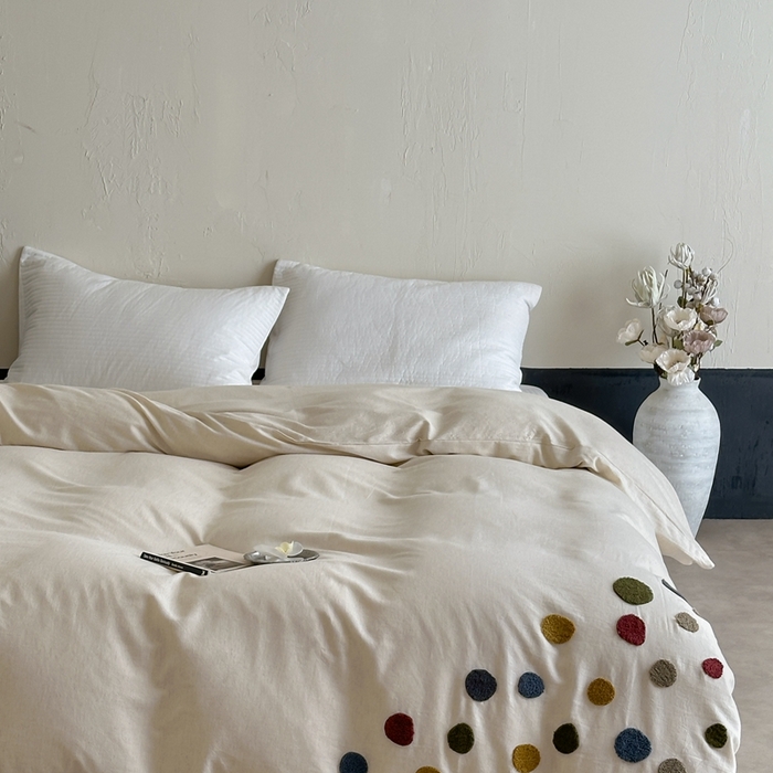 91家纺网 家纺一手货源 找家纺 （总）月夏 2025新款棉麻四件套-炫彩