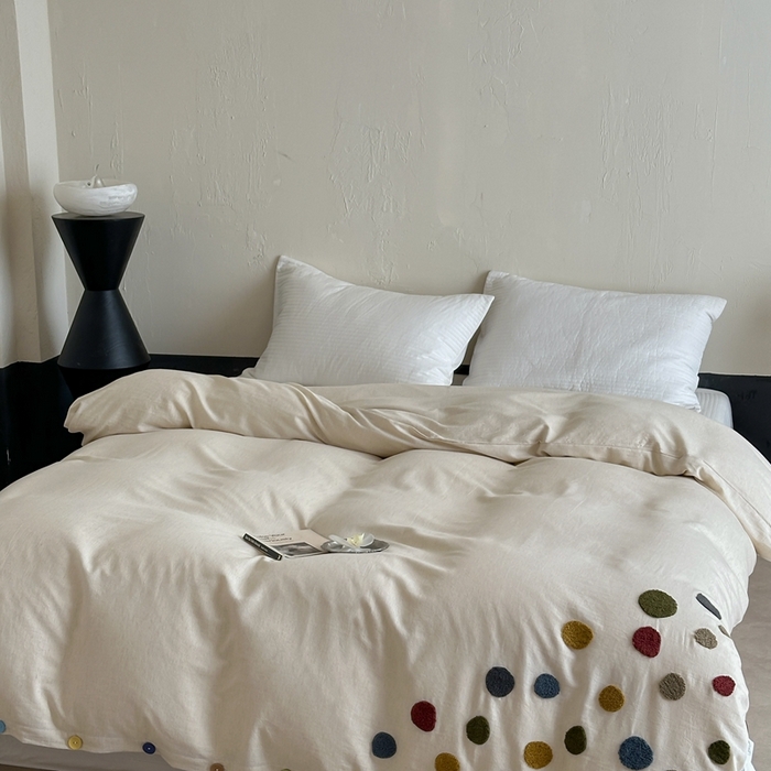 91家纺网 家纺一手货源 找家纺 （总）月夏 2025新款棉麻四件套-炫彩